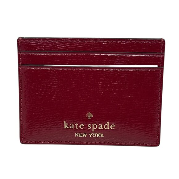 Kate Spade New York Madison Red Jam Card Holder Saffiano Leather Small Slim NEW - Picture 1 of 6
